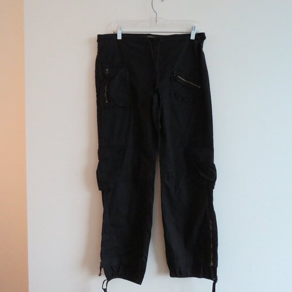 XCVI Black Straight Leg Cotton Cargo Pants Pockets Grunge Goth Alt - Picture 2 of 16